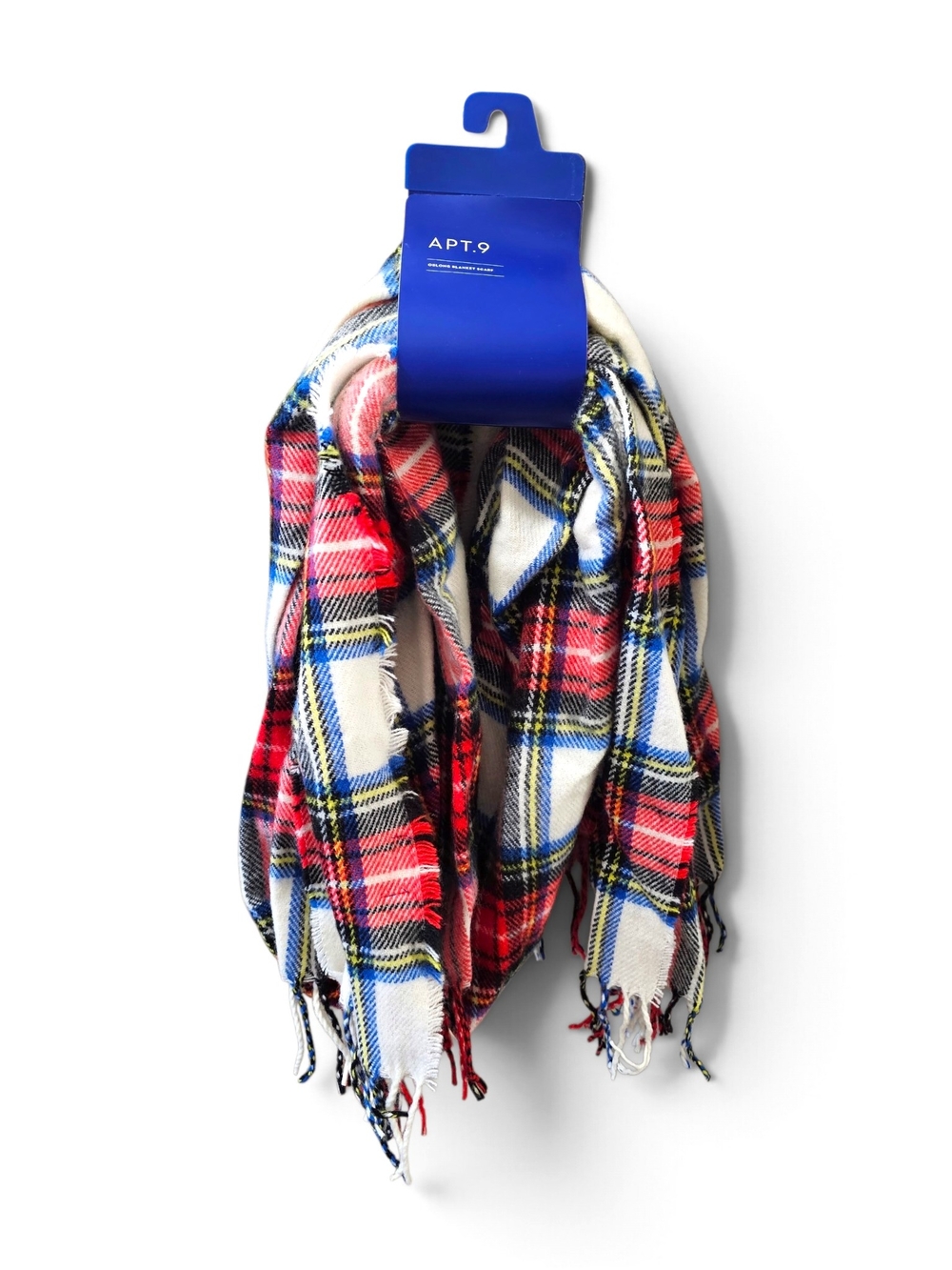 Apt. 9 Plaid Fringe Blanket Scarf One Size Red, Blue, White, Yellow NWT